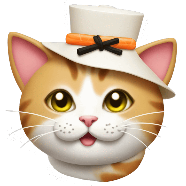 cat wearing sushi as a hat emoji