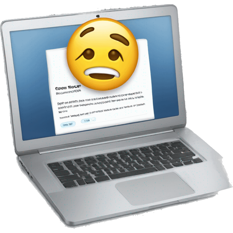 Laptop screen with website emoji