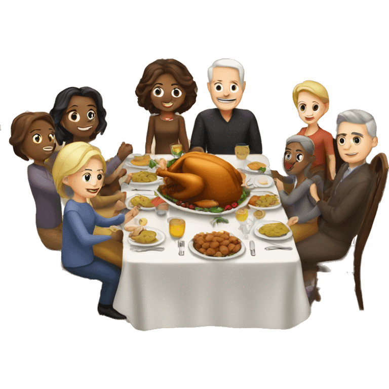 Thanksgiving dinner with white family  emoji