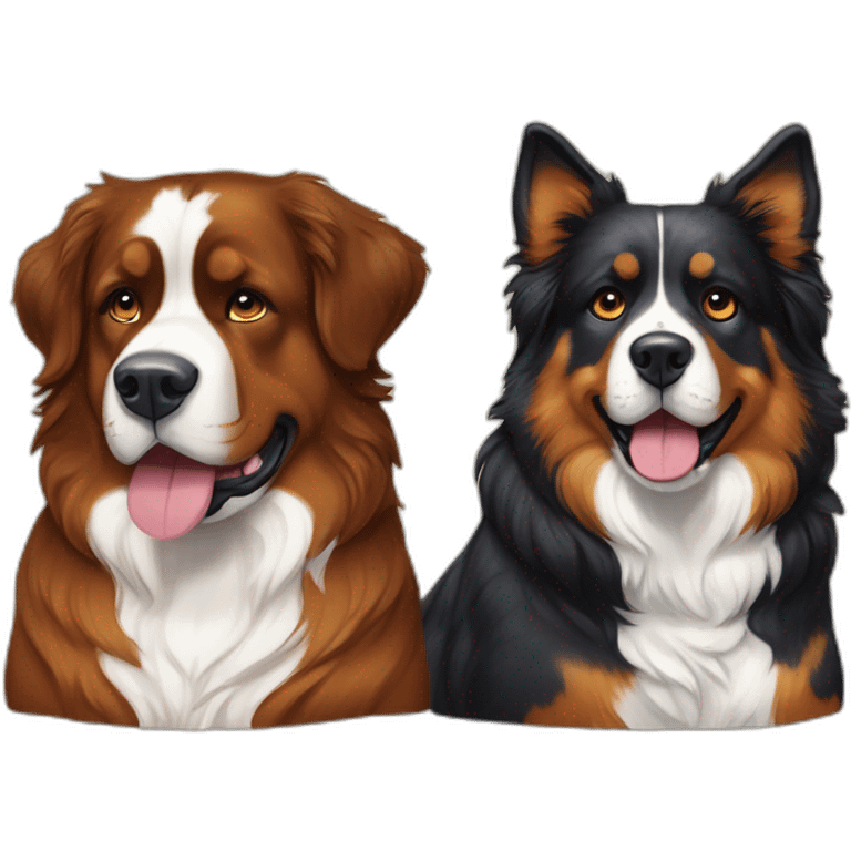 A Bernese dog next to A tortoiseshell cat without white emoji