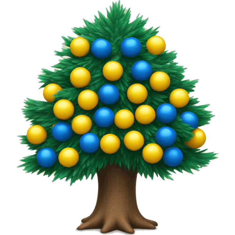 New year tree with yellow and blue balls emoji