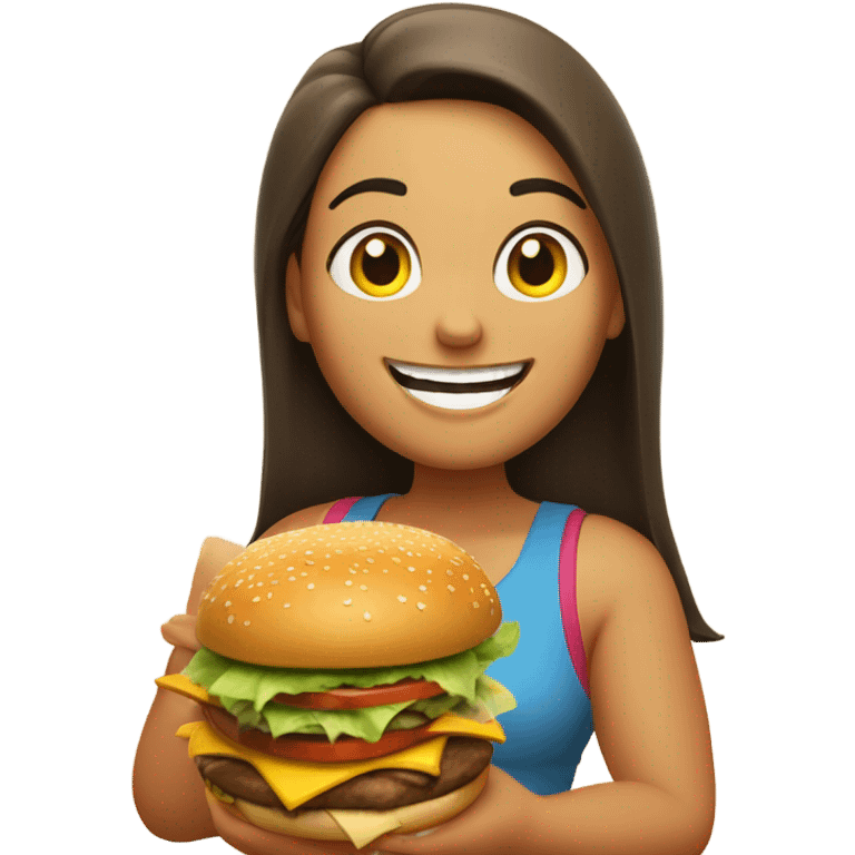 Fat girl eating burger emoji