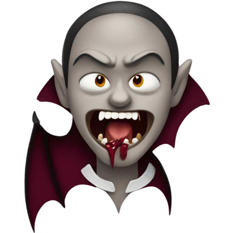 Vampire  burgundy, with two sharp fangs emoji