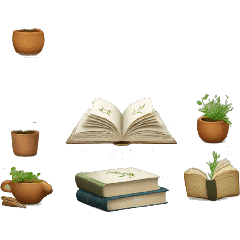 Books with herbs emoji