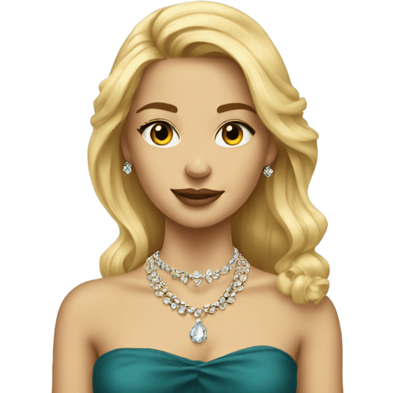 blonde girl portrait with jewelry emoji