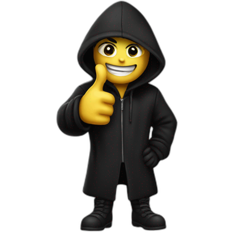 thumbs up sinister character black hood emoji