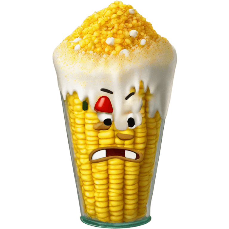 Elote en vaso con mayonesa and sprinkle chili powder  emoji