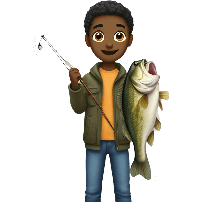 boy with bass fish emoji