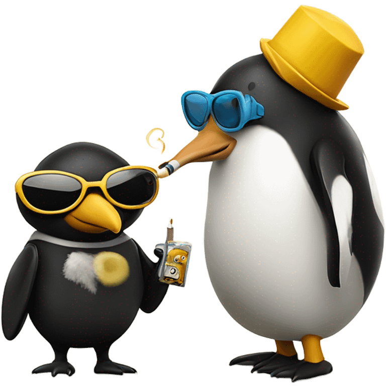 Bee and penguin smoking emoji