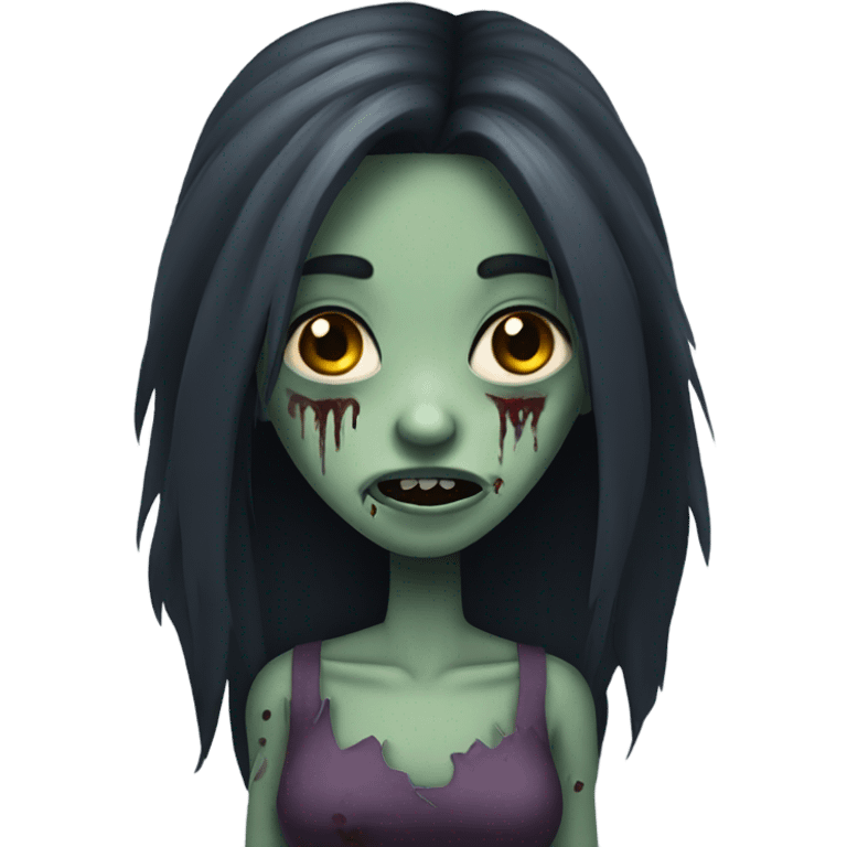 girl zombie with dark long hair emoji