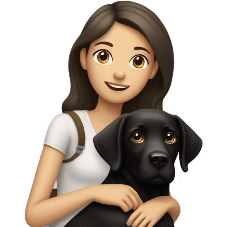 a black labrador with a brunette Spanish girl  emoji