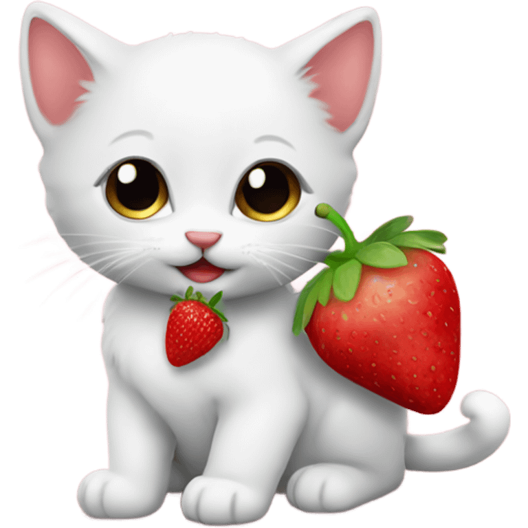 Kitten with strawberries emoji