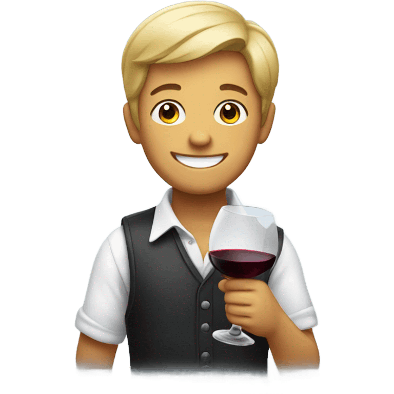 smiling boy with wine glass emoji