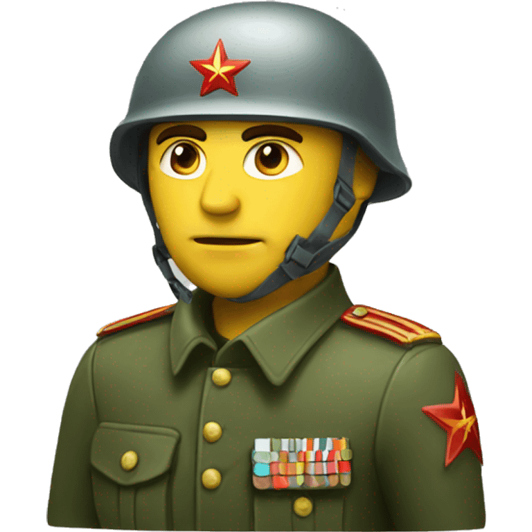 ussr soldier serious with military helmet emoji