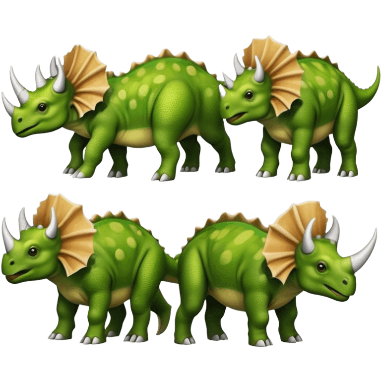 faces of different green triceratops emoji