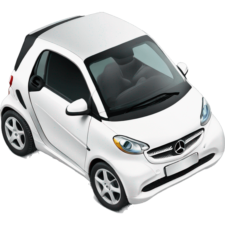 White Mercedes fortwo smart car on its side  emoji  emoji