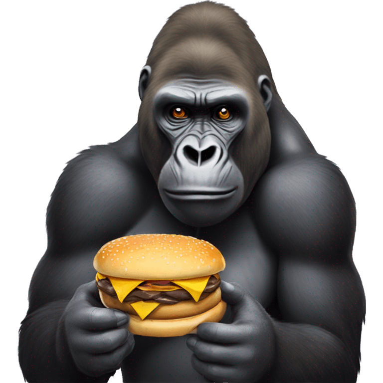 Silverback gorilla eating a hamburger emoji