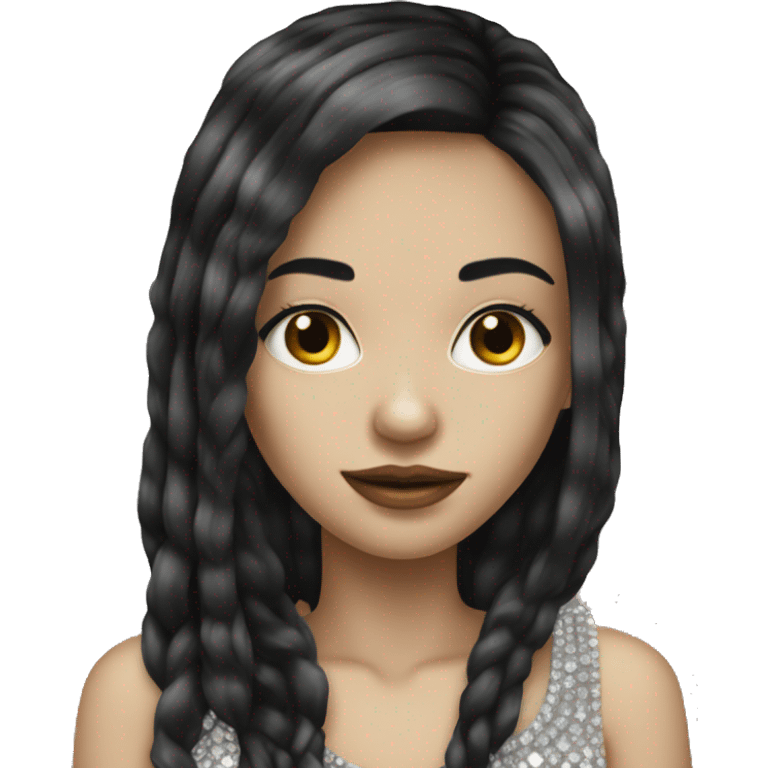 pale girl with long black hair luxury bling emoji