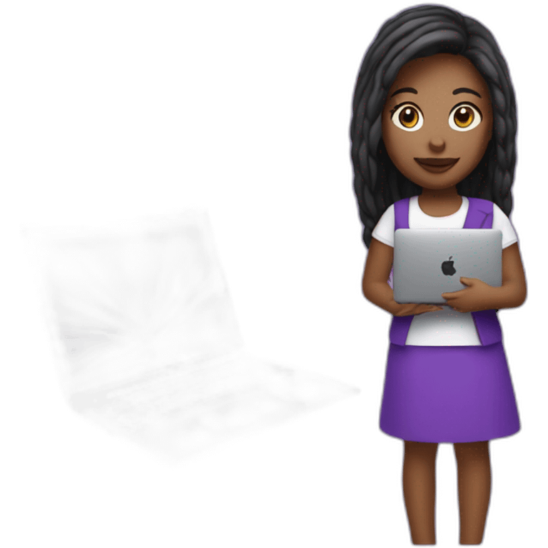 tech girl with purple macbook pro in hand emoji