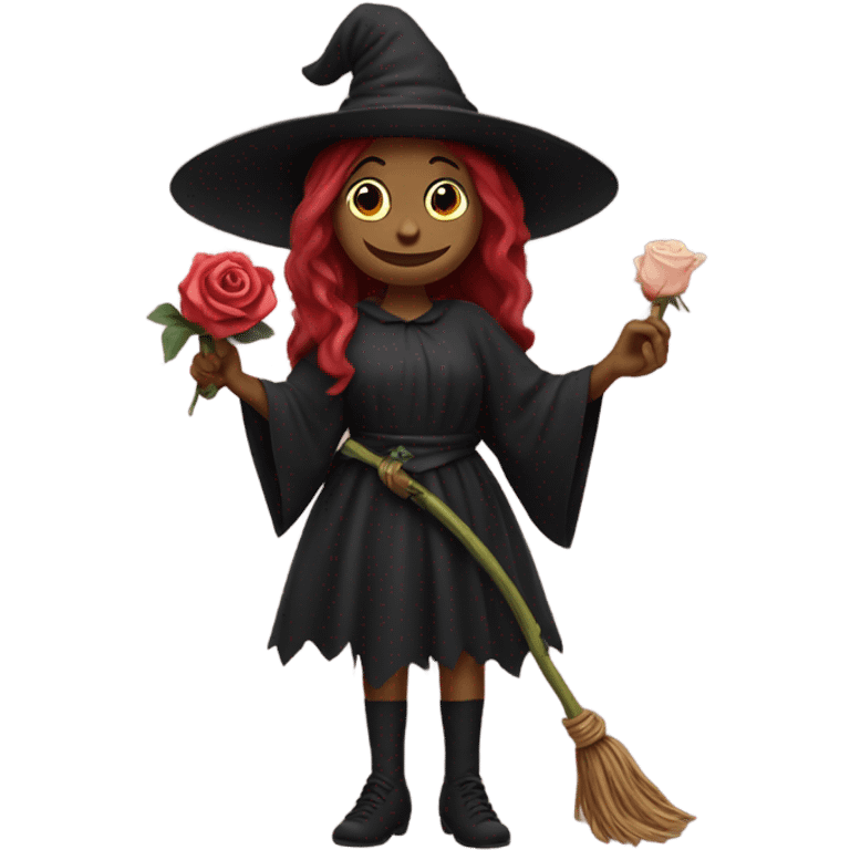 Witch holding a rose emoji