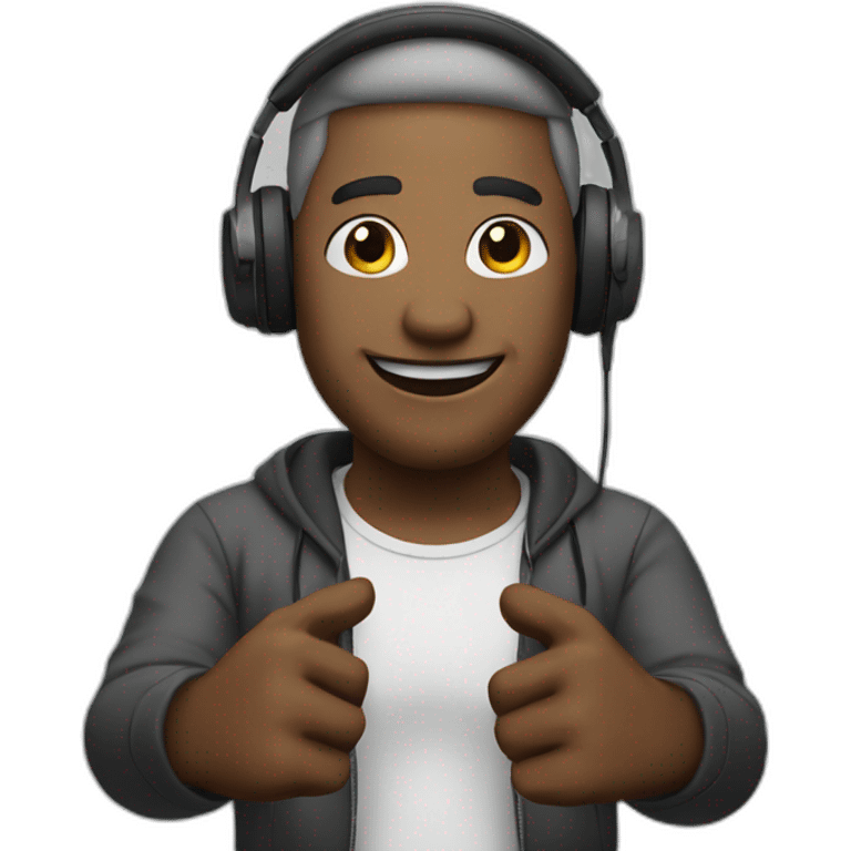 man with headphones on and arms out  emoji