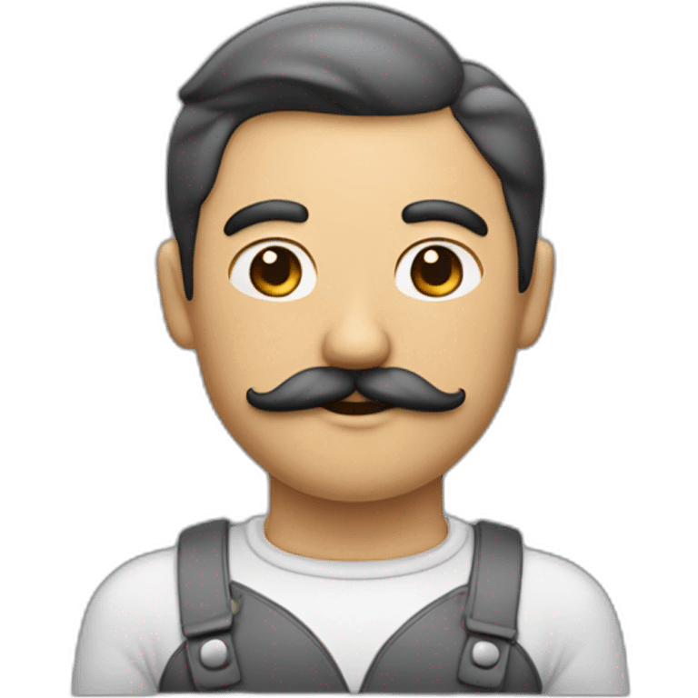 homme avec moustache carré et cheveux noirs avec une raie emoji