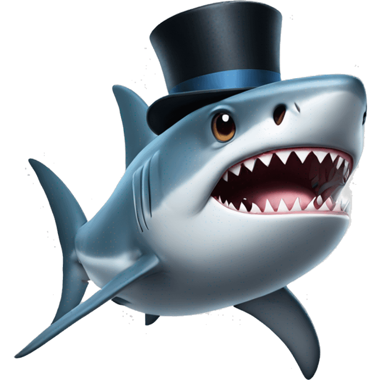 Shark with a top hat emoji