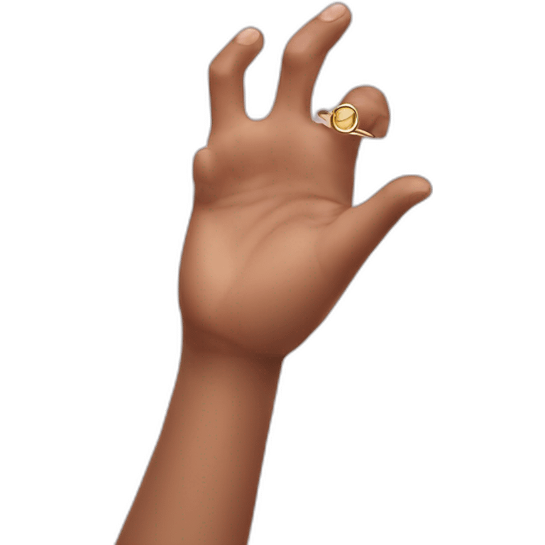 hand with iron ring on pinky finger emoji