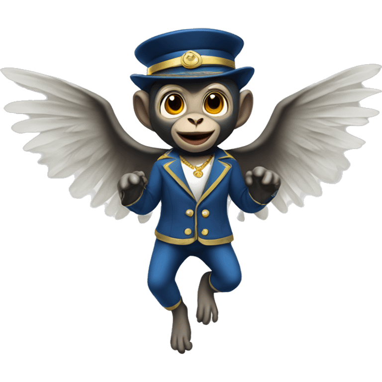 flying monkey with wings wearing a bell hop uniform emoji