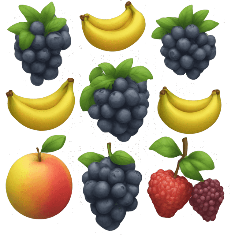 fruits bunched together, at least 7 fruits  emoji