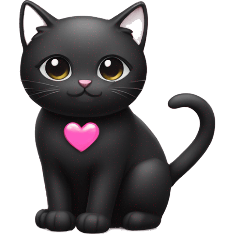 black cat with pink heart emoji