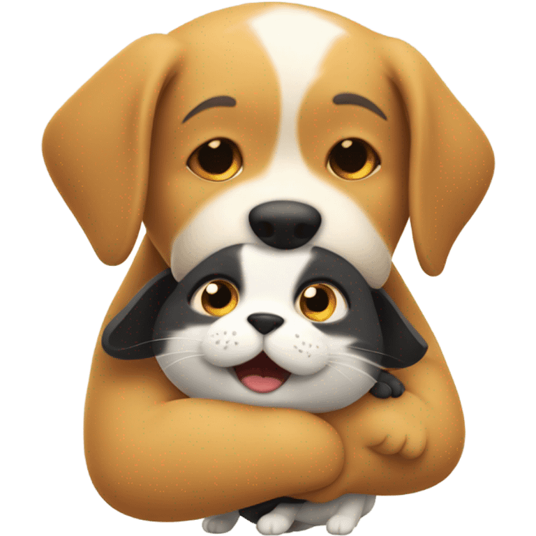 Cat hugging a dog  emoji