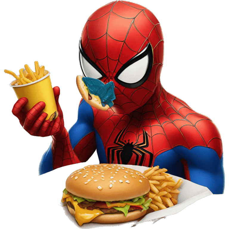 Spider man eating fast food  emoji