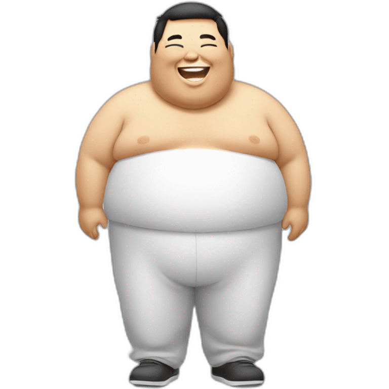 Fat Asian guy with smile and closed eyes emoji