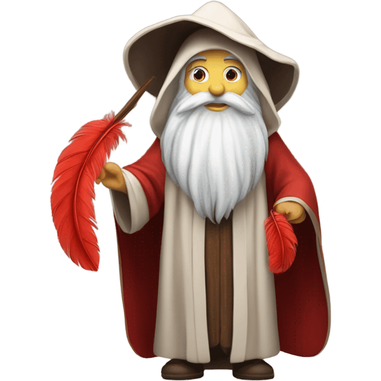 wizard holding a red feather emoji