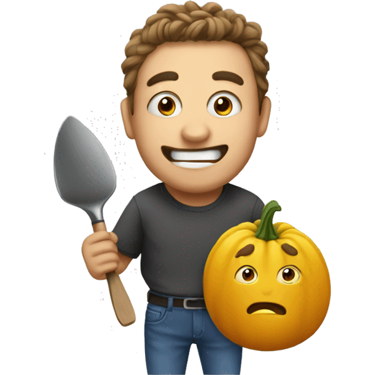 yummy funny face holding squash emoji