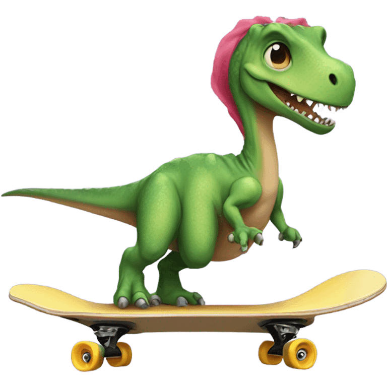 Dinosaur wearing a tutu on a skateboard  emoji