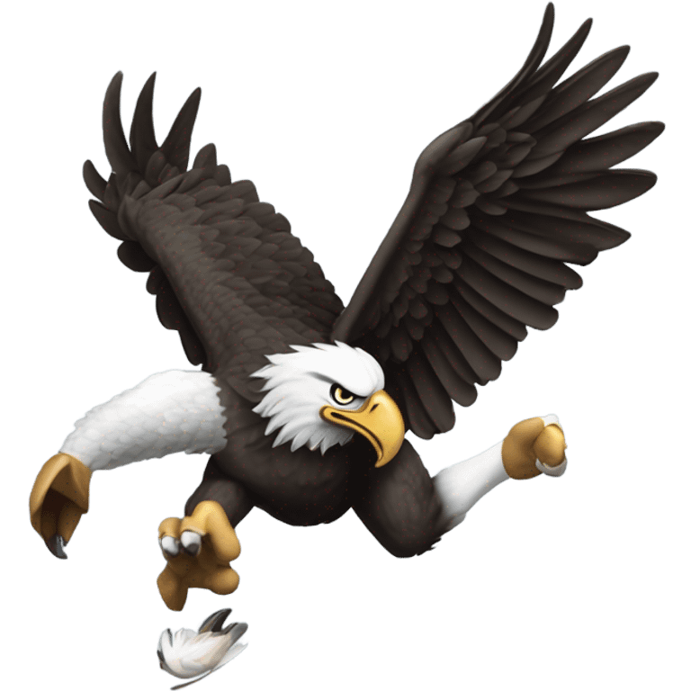 A Philadelphia Eagle catching a Los Angeles Ram emoji