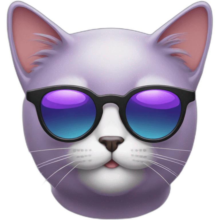 Violet cat in a sunglasses 10 arms emoji