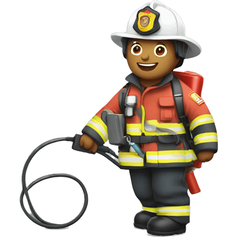 Firefighter holding charging cable emoji