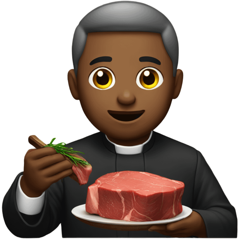 Priest eating a steak  emoji