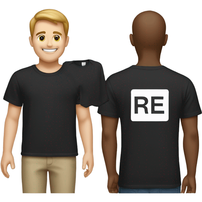 black t shirt that has white square and inside it says "registry" emoji