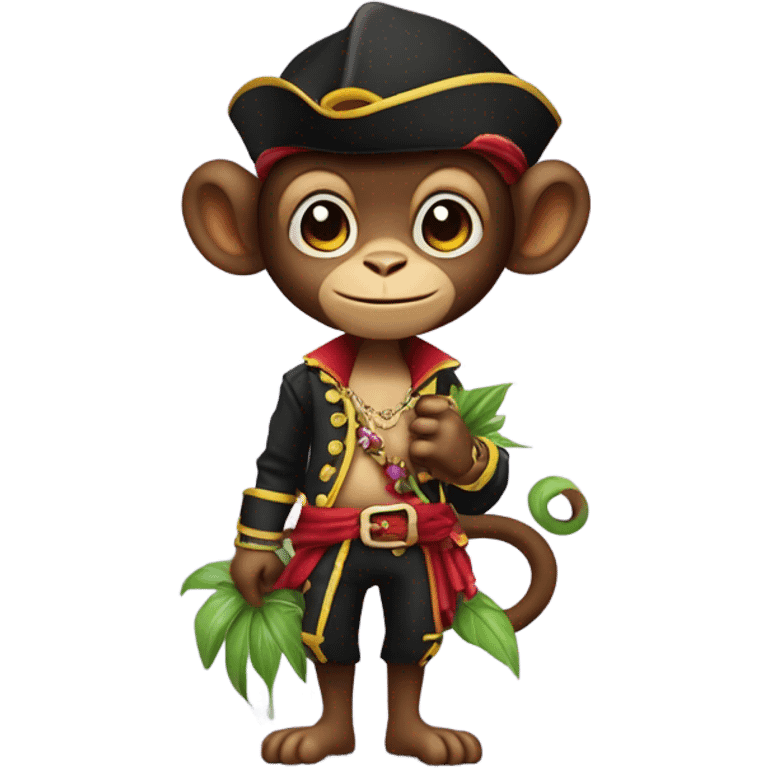 A pirate monkey who steals a flower necklace emoji