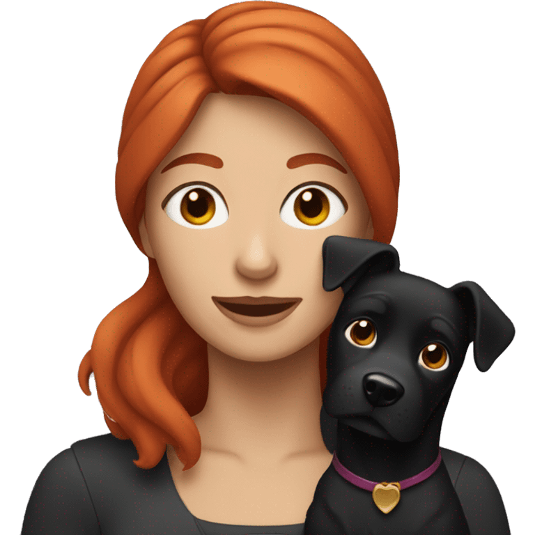 Red-haired woman with a black dog emoji