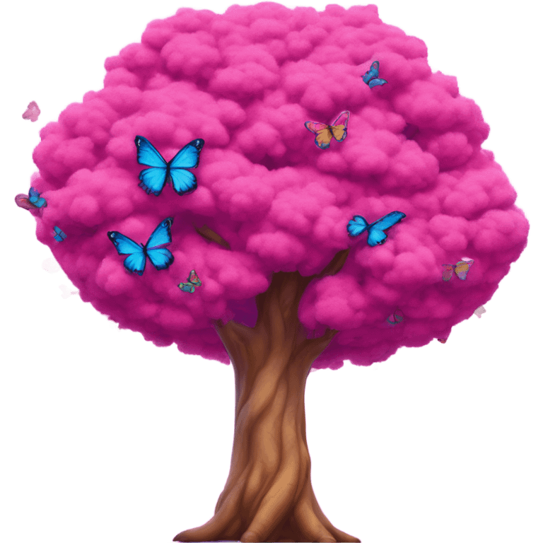 Pink Lisa frank tree covered with large butterflies  emoji