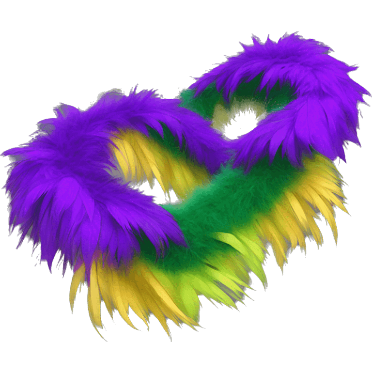 Realistic isolated purple,green,and yellow feather mardi gras boa. emoji