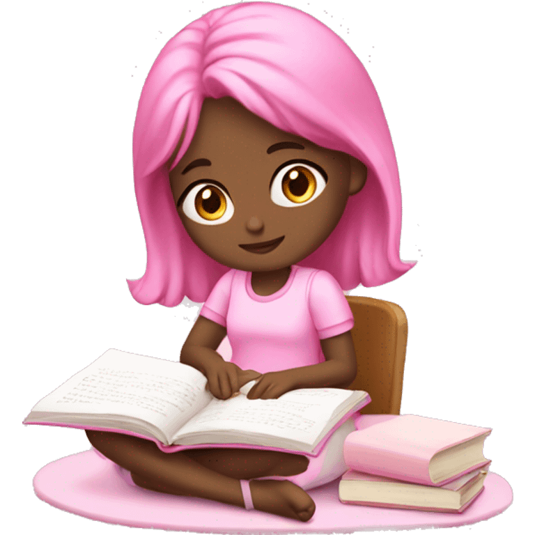 Girl studying cute pink aesthetic emoji