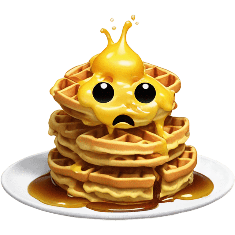 Monster made out of waffles and eggs dripping in syrup  emoji