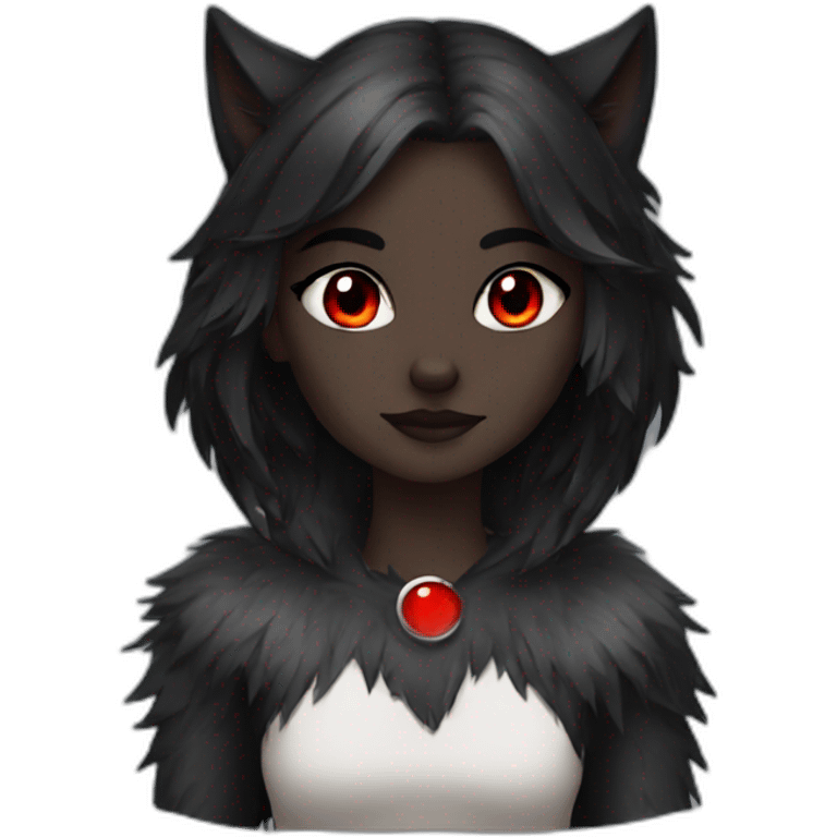 Black Wolf girl red eyes emoji