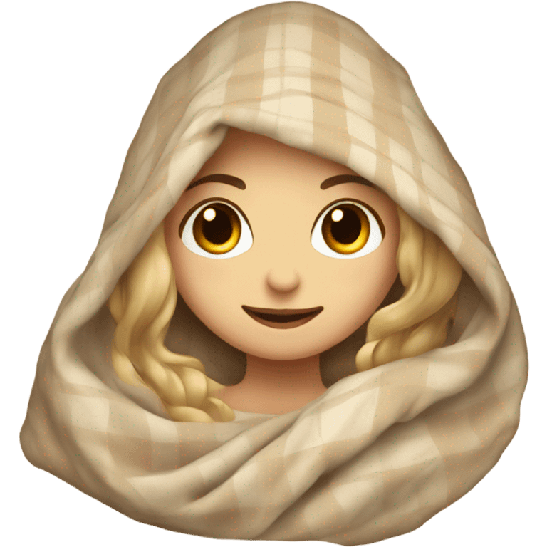 Beige clean girl folded plaid blanket  emoji